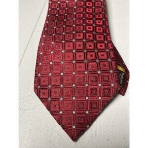 Donald J Trump Signature Collection Silk Tie Red Squares Gold Bar Power Business